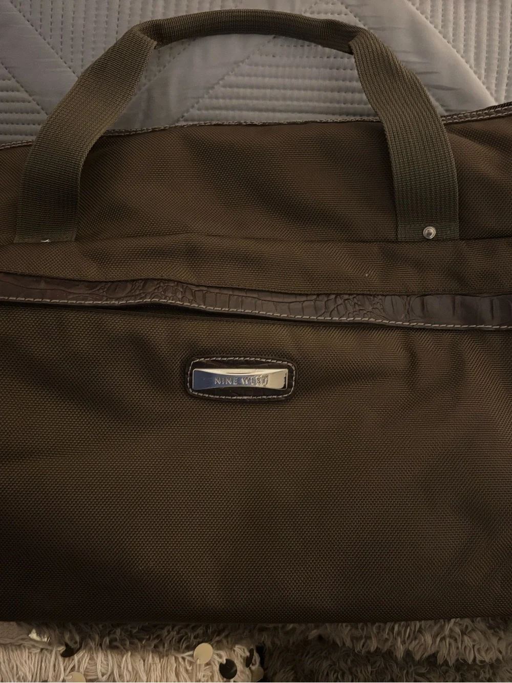 Nine West Brown unisex Duffel Bag with Dual Handles